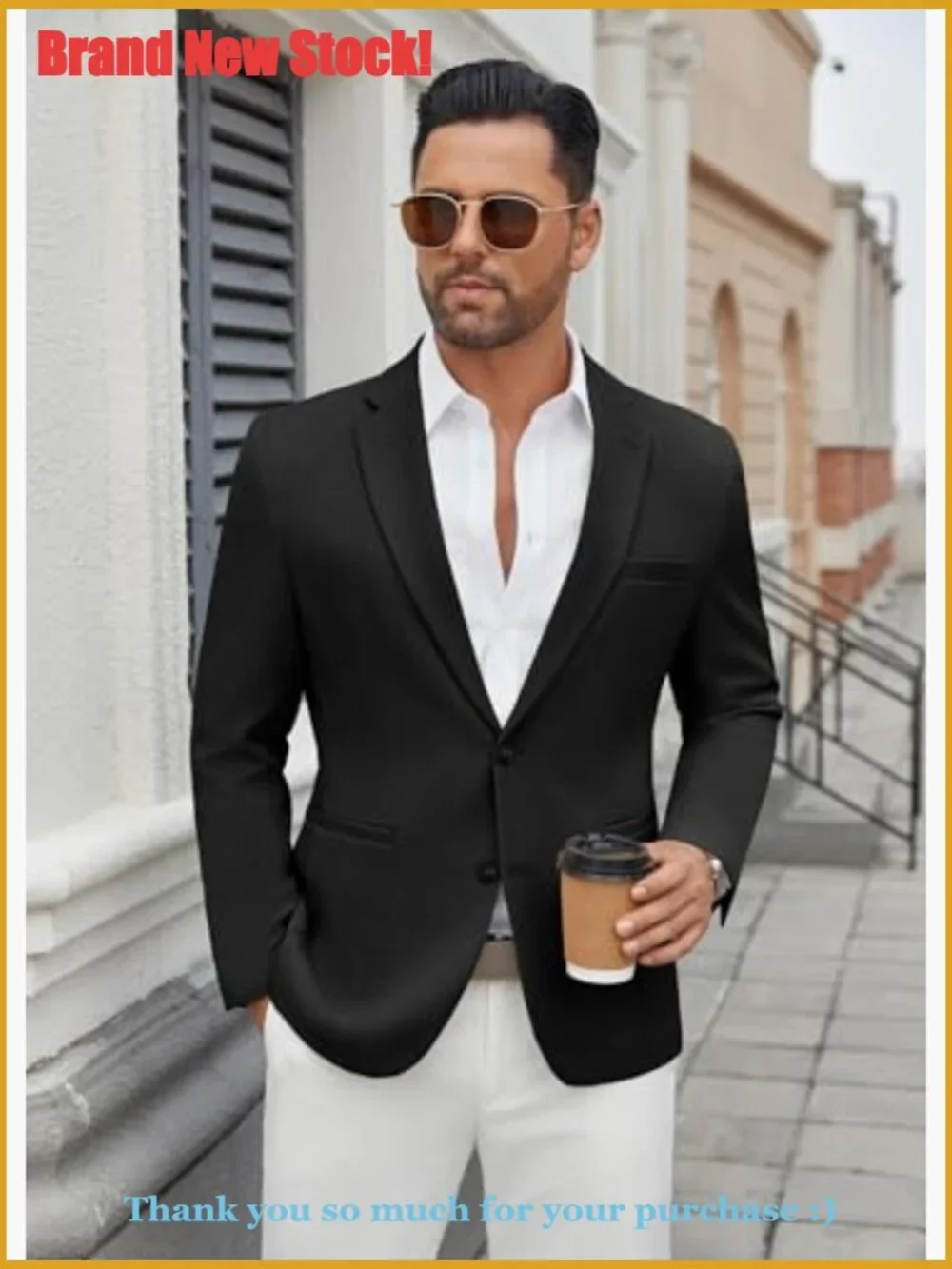 Lightweight Sport Coat Regular Fit Two Button Blazer Polyester Blend - Picture 3 of 7